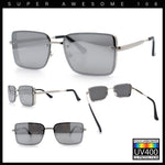 Mens Rimless Narrow Rectangle Dimensional Metal Frame Sunglasses