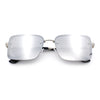 Mens Rimless Narrow Rectangle Dimensional Metal Frame Sunglasses