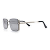 Mens Rimless Narrow Rectangle Dimensional Metal Frame Sunglasses