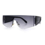 Flat Top Rimless Shield Rectangular 80s Minimalist Sunglasses