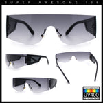Flat Top Rimless Shield Rectangular 80s Minimalist Sunglasses