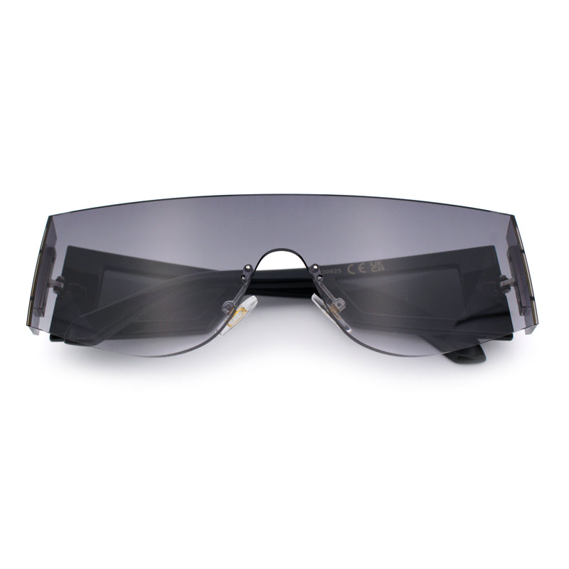 Flat Top Rimless Shield Rectangular 80s Minimalist Sunglasses
