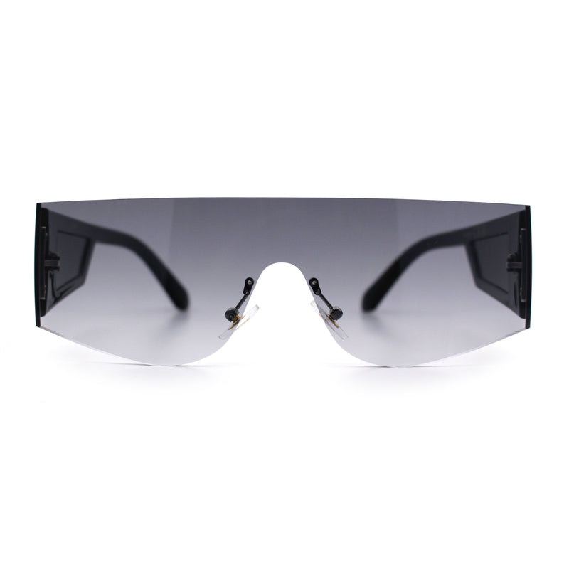 Flat Top Rimless Shield Rectangular 80s Minimalist Sunglasses
