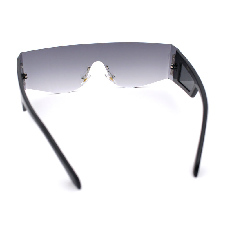 Flat Top Rimless Shield Rectangular 80s Minimalist Sunglasses