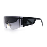 Flat Top Rimless Shield Rectangular 80s Minimalist Sunglasses
