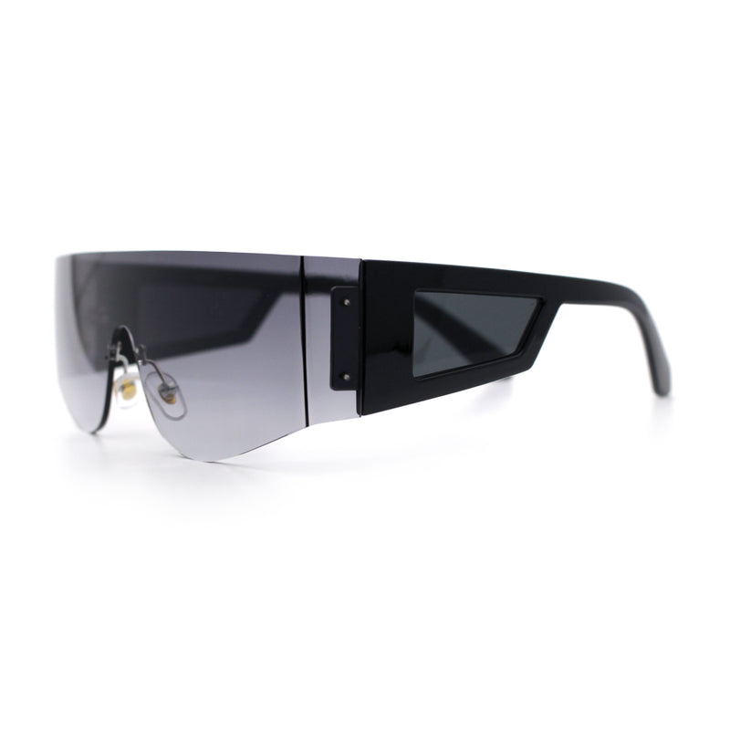 Flat Top Rimless Shield Rectangular 80s Minimalist Sunglasses