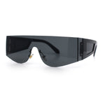 Flat Top Rimless Shield Rectangular 80s Minimalist Sunglasses