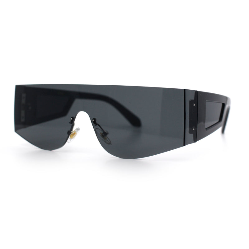 Flat Top Rimless Shield Rectangular 80s Minimalist Sunglasses