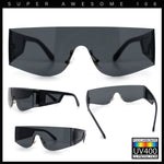 Flat Top Rimless Shield Rectangular 80s Minimalist Sunglasses