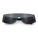 Flat Top Rimless Shield Rectangular 80s Minimalist Sunglasses