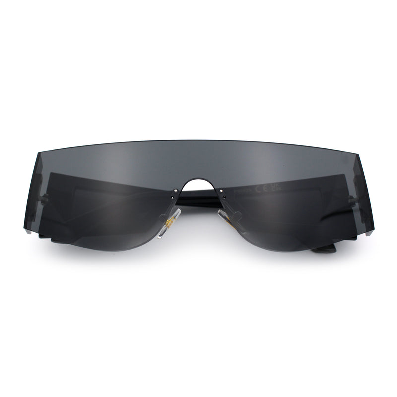 Flat Top Rimless Shield Rectangular 80s Minimalist Sunglasses