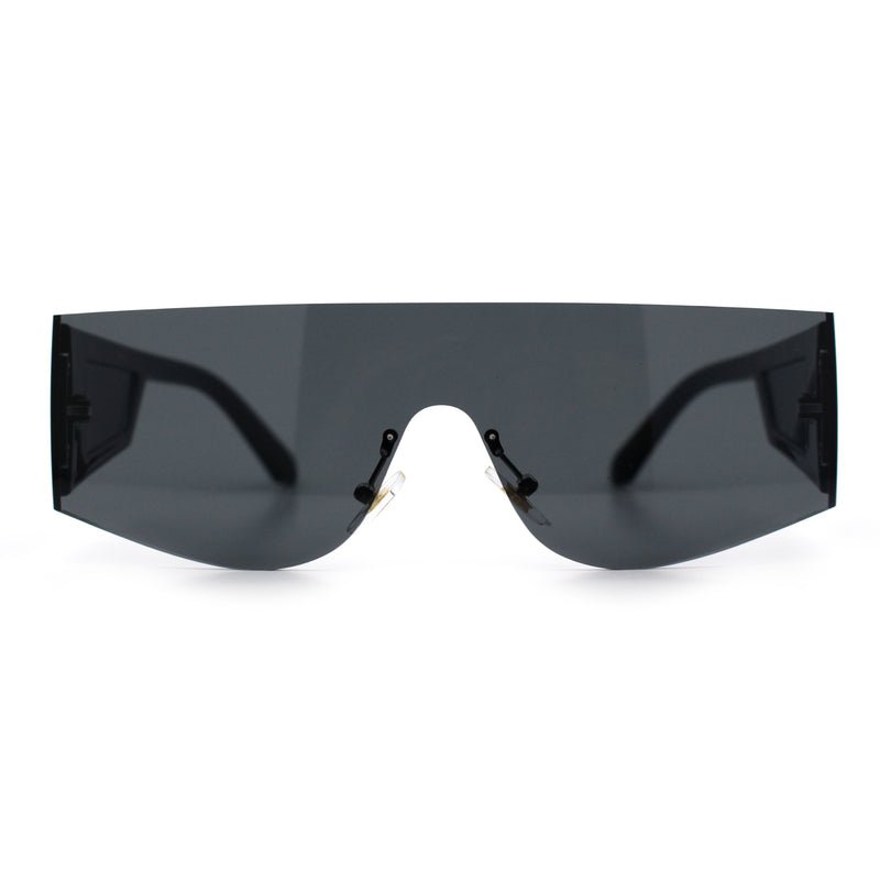 Flat Top Rimless Shield Rectangular 80s Minimalist Sunglasses