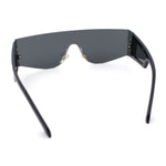 Flat Top Rimless Shield Rectangular 80s Minimalist Sunglasses