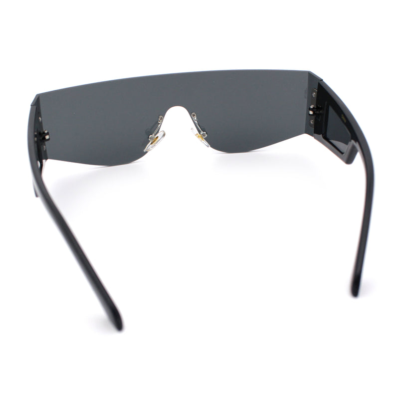 Flat Top Rimless Shield Rectangular 80s Minimalist Sunglasses