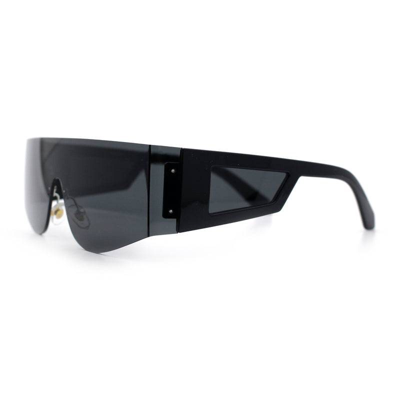 Flat Top Rimless Shield Rectangular 80s Minimalist Sunglasses