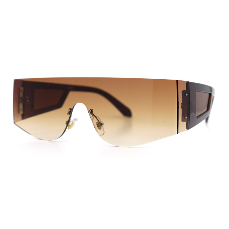 Flat Top Rimless Shield Rectangular 80s Minimalist Sunglasses