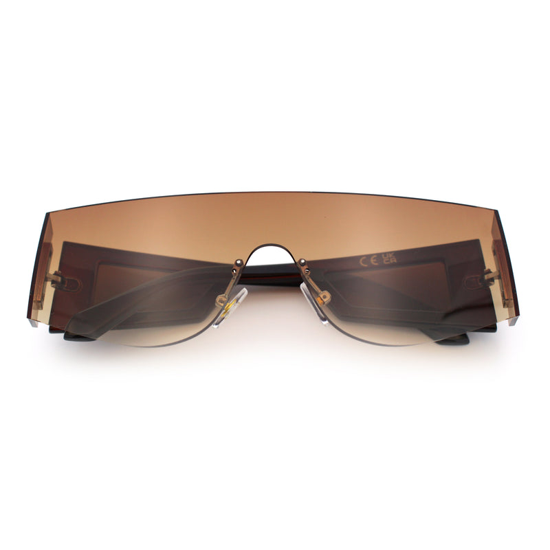 Flat Top Rimless Shield Rectangular 80s Minimalist Sunglasses