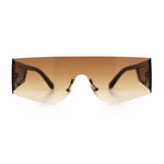 Flat Top Rimless Shield Rectangular 80s Minimalist Sunglasses