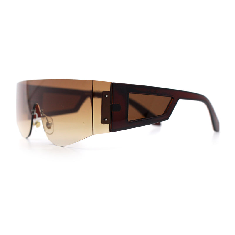 Flat Top Rimless Shield Rectangular 80s Minimalist Sunglasses