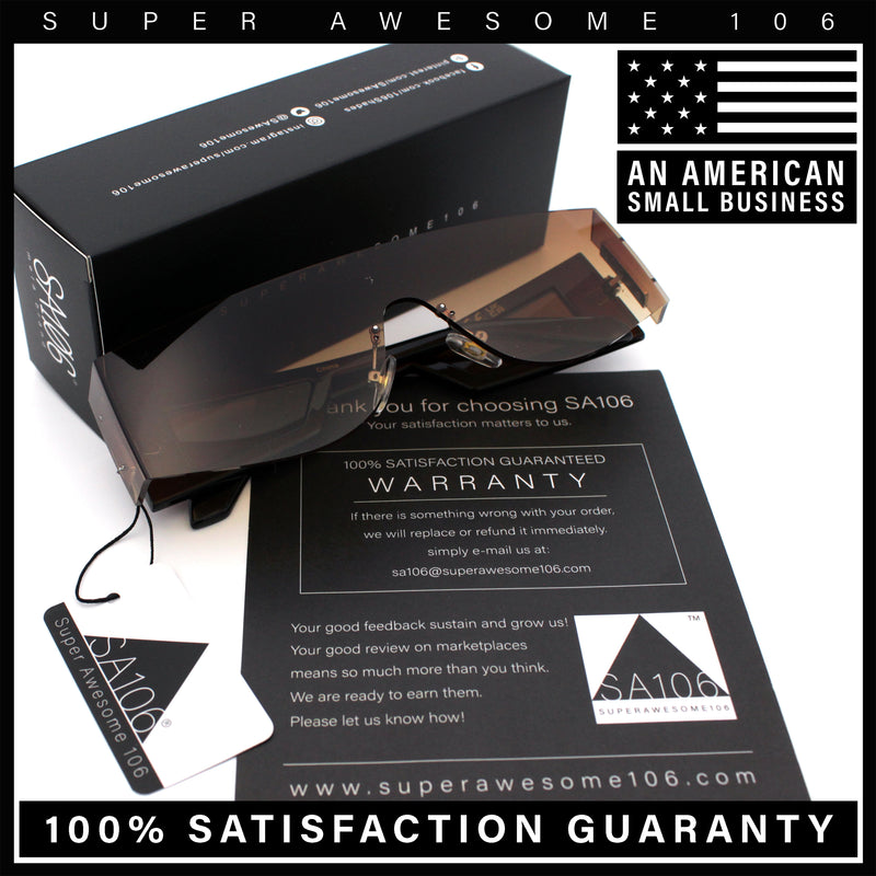 Flat Top Rimless Shield Rectangular 80s Minimalist Sunglasses