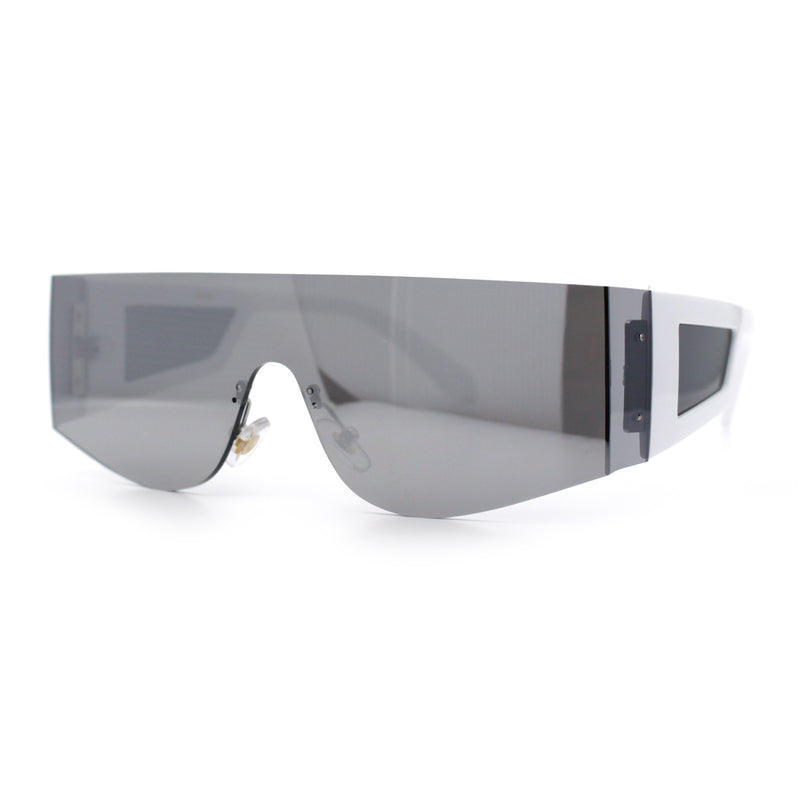 Flat Top Rimless Shield Rectangular 80s Minimalist Sunglasses