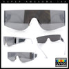 Flat Top Rimless Shield Rectangular 80s Minimalist Sunglasses