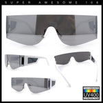 Flat Top Rimless Shield Rectangular 80s Minimalist Sunglasses