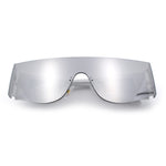 Flat Top Rimless Shield Rectangular 80s Minimalist Sunglasses