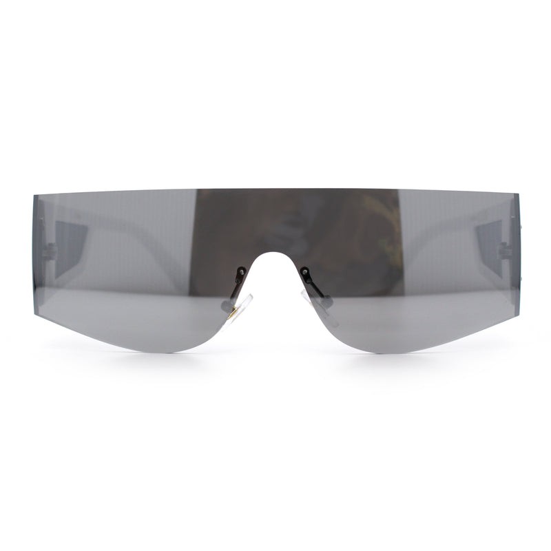 Flat Top Rimless Shield Rectangular 80s Minimalist Sunglasses