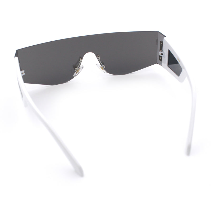 Flat Top Rimless Shield Rectangular 80s Minimalist Sunglasses