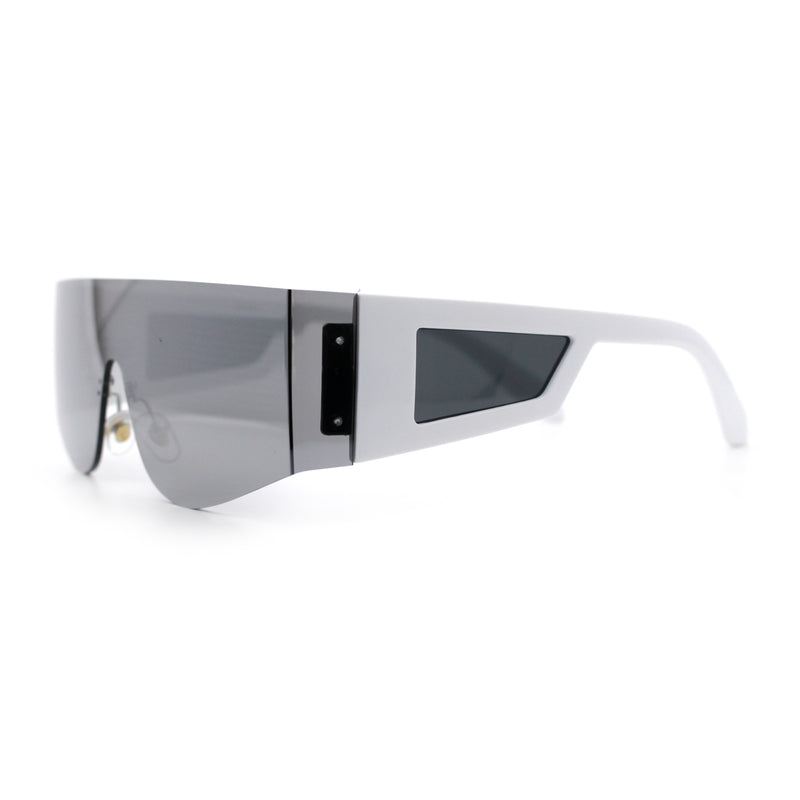 Flat Top Rimless Shield Rectangular 80s Minimalist Sunglasses
