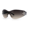 Womens Y2K Diva Rimless Shield Star Jewel Hinge Wrap Sunglasses