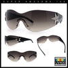 Womens Y2K Diva Rimless Shield Star Jewel Hinge Wrap Sunglasses