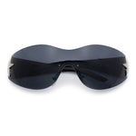 Womens Y2K Diva Rimless Shield Star Jewel Hinge Wrap Sunglasses