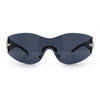 Womens Y2K Diva Rimless Shield Star Jewel Hinge Wrap Sunglasses
