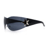 Womens Y2K Diva Rimless Shield Star Jewel Hinge Wrap Sunglasses