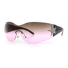 Womens Y2K Diva Rimless Shield Star Jewel Hinge Wrap Sunglasses