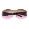 Womens Y2K Diva Rimless Shield Star Jewel Hinge Wrap Sunglasses