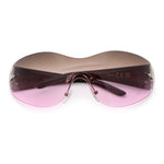 Womens Y2K Diva Rimless Shield Star Jewel Hinge Wrap Sunglasses