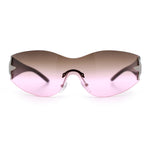 Womens Y2K Diva Rimless Shield Star Jewel Hinge Wrap Sunglasses