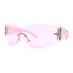 Womens Y2K Diva Rimless Shield Star Jewel Hinge Wrap Sunglasses