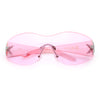 Womens Y2K Diva Rimless Shield Star Jewel Hinge Wrap Sunglasses
