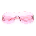 Womens Y2K Diva Rimless Shield Star Jewel Hinge Wrap Sunglasses