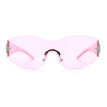 Womens Y2K Diva Rimless Shield Star Jewel Hinge Wrap Sunglasses