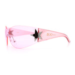 Womens Y2K Diva Rimless Shield Star Jewel Hinge Wrap Sunglasses