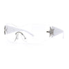Womens Y2K Diva Rimless Shield Star Jewel Hinge Wrap Sunglasses