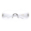 Womens Y2K Diva Rimless Shield Star Jewel Hinge Wrap Sunglasses