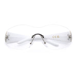 Womens Y2K Diva Rimless Shield Star Jewel Hinge Wrap Sunglasses
