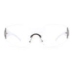 Womens Y2K Diva Rimless Shield Star Jewel Hinge Wrap Sunglasses