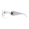 Womens Y2K Diva Rimless Shield Star Jewel Hinge Wrap Sunglasses